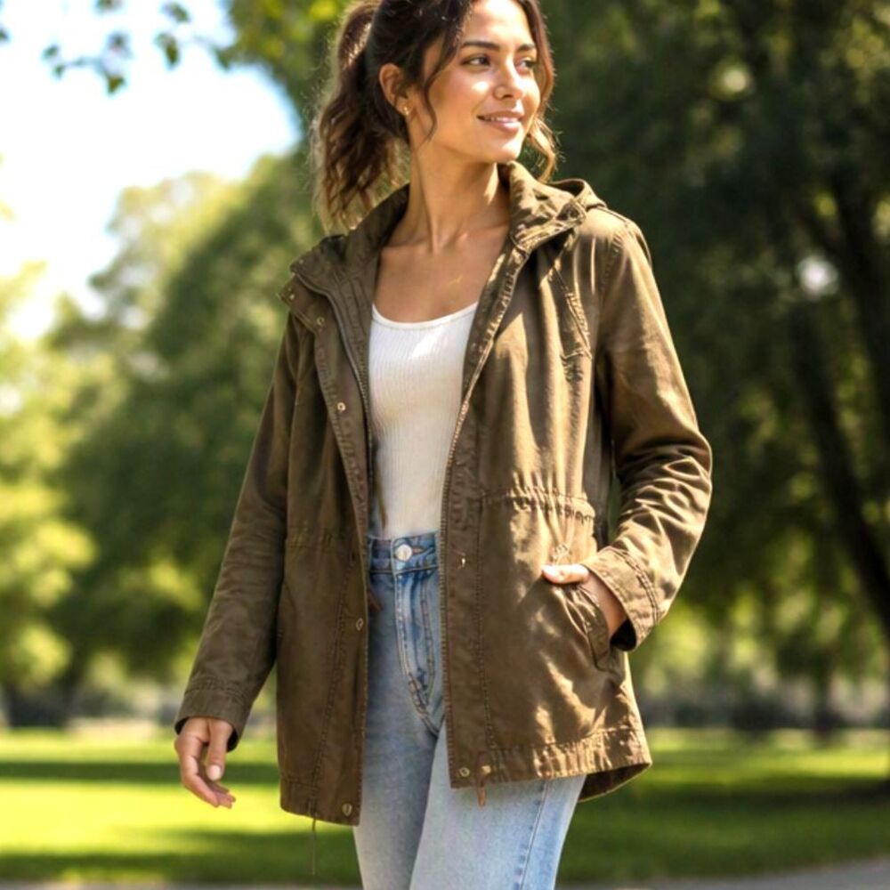 GAP Women's Olive Green Anorak Hooded Utility Jacket SZ L